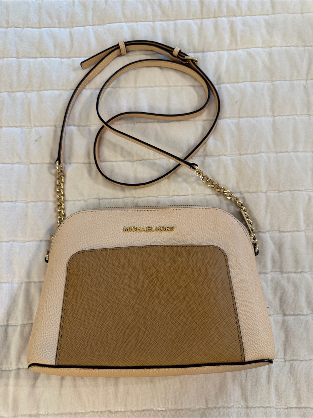Michael Kors Two-Tone Pink and Tan Saffiano Crossbody